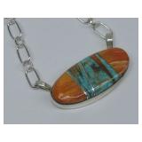 S.S Spiny Oyster Shell Turq Inlay Hallmarked