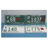 Four Colorado 1960s Mobile Home License Plates