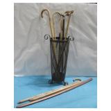 (7) Wooden Canes & Metal Umbrella Stand See Info