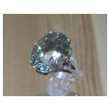 S.S Hallmarked Green Tourmaline Ring