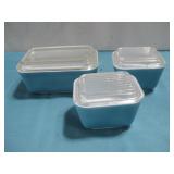 Three Vtg Pyrex Refrigerator Dishes See Info