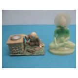 Resin Buddha Statue & Signed Asian Boy See Info