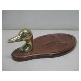 Vtg Powell Brass Wood Duck Tray 9.5' Long See Info