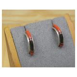 S.S Vtg. N/A Hallmarked Jet,Coral Earrings