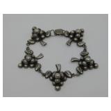 Vtg. Mexican Silver Grape Bracelet Hallmarked