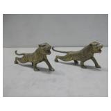 Two Vtg Brass Tiger Figurines 7' x 3'