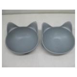 2 - Stoneware Cat Head Shaped Bowls
