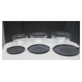Three Pampered Chef Glass Mixing Bowls With Lids