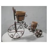 Metal Tricycle Plant Stand W/2 Terracotta Pots See