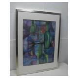Framed Abstract Still Life Watercolor Painting See