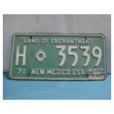 1971 New Mexico License Plate See Info