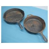 Two Vtg Lodge Cast Iron Skillets See Info