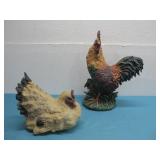 Two Resin Rooster Figures Tallest 18' See Info