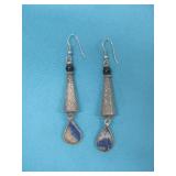 Vtg Lapis Dangle Earrings