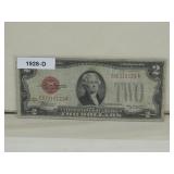 (1) 1928D Red Seal 2 Dollar U.S Note