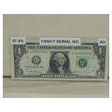 (1) Fancy Serial Number One Dollar Bill See Info
