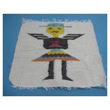 Vtg Hand Woven Folk Art Wool Textile 15' x 15' See