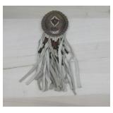 N/A Beaded Copper/Leather Brooch