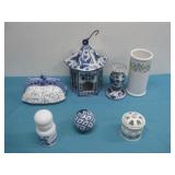 Vtg Apothecary Bottle, Porcelain Birdhouse & More