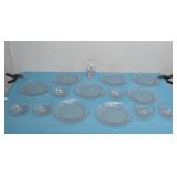 Assorted Pink Glass Dishes & Tiffin Vase 7' Tall