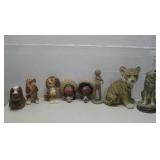 Eight Vtg Animal Figurines Resin & Ceramic See
