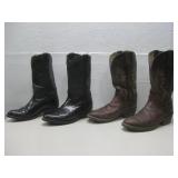 Two Pairs Of Leather Cowboy Boots Both Size 9D See