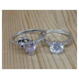 Two Sterling Silver CZ Hallmarked Rings