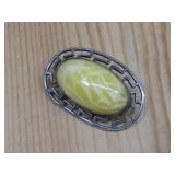 S.S Vtg. Egg Yolk Baltic Amber Brooch Hallmarked