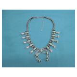 SW Style Squash Blossom Silver Tone Necklace