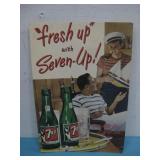 Vtg 1948 7up Cardboard Shelf Advertising Sign See