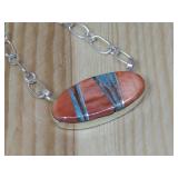 S.S Spiny Oyster Shell Turq Inlay Hallmarked