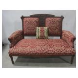 Vtg Victorian-Style Settee W/ Pillow See Info