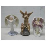 Two Resin Angel Figurines & Resin Angel Music See