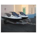 Two Kawasaki STX-12F Jet Skis & Trailer Run See