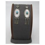 S.S Vtg. N/A Hallmarked Turq Earrings
