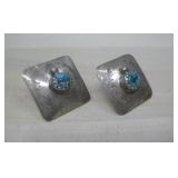 Sterling Silver Native American Earrings 2.12g TW