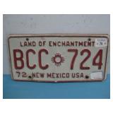 1972 New Mexico License Plate See Info