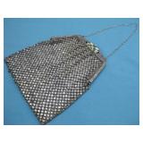 Vtg Art Deco French Enamel & Rhinestone Mesh See