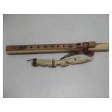 Signed N/A Wooden Flute & Unfinished Carved See