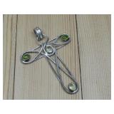 Edwardian Era Wirework Peridot Cross Pendant