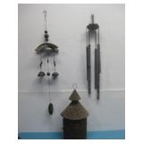 Two Wind Chimes & Metal Hanging Lantern See Info