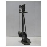Vtg 5-Piece Wrought Iron Fireplace Tool Set See