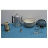 Covered Clay Cake Holder Vtg Coffee Pot & More