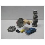 Vtg Wood Paddle Mixer,Diecast Car, Resin Skull See