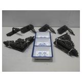 Four Door Knobs On Plate W/Metal Shelf Brackets