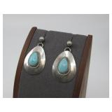 S.S Vtg. N/A N.A Hallmarked Turq.,Earrings