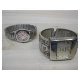 Geneva Platinum Silvertone Cuff Watch See Info