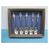 (5) Framed Vtg Silver Plated Spoons See Info