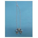Blue Stone Pendant Necklace Silver Tone