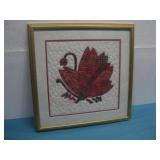 Framed Quilted Fabric Floral Wall Decor See Info